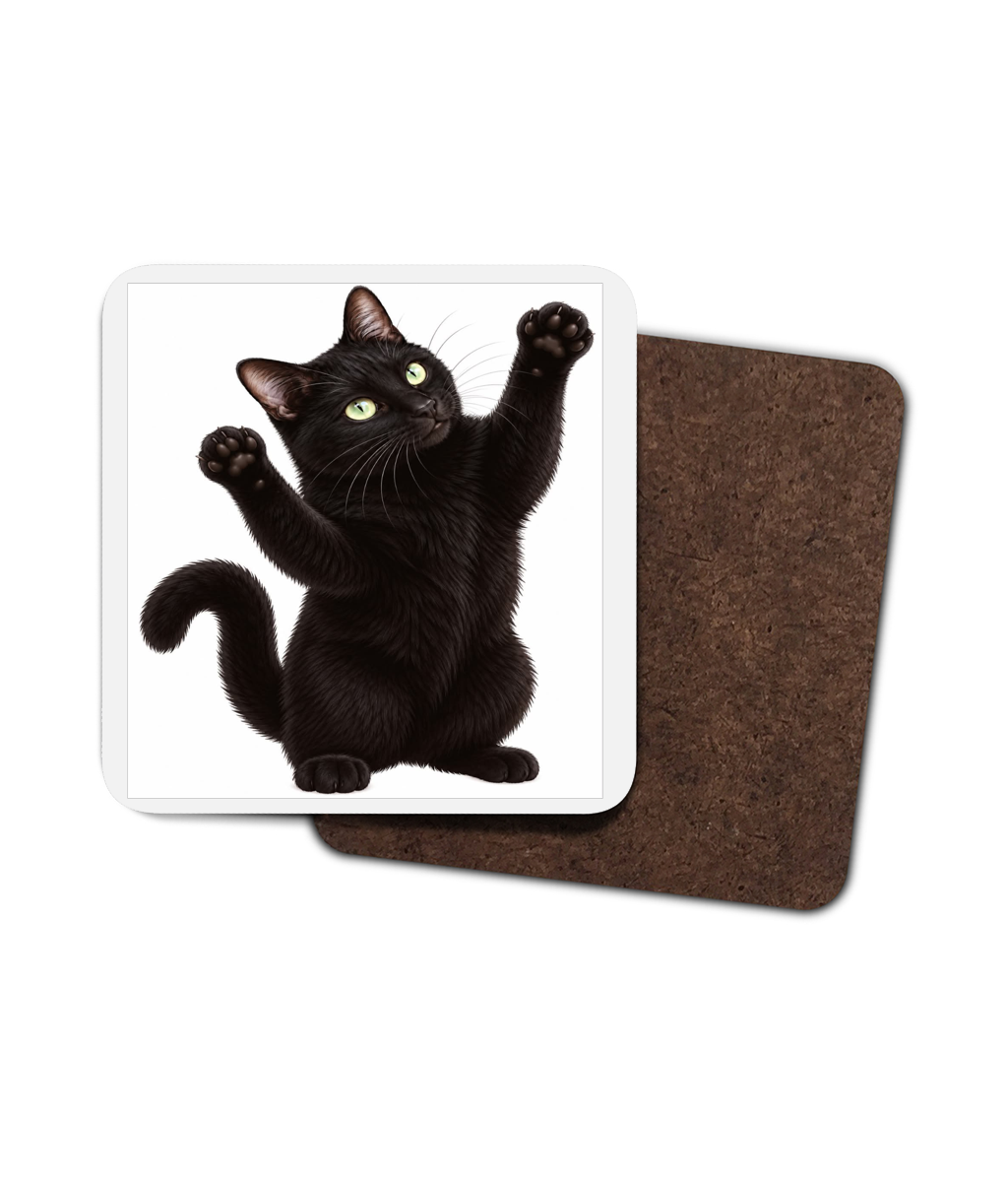 Dusty Black Cat Hard Coaster