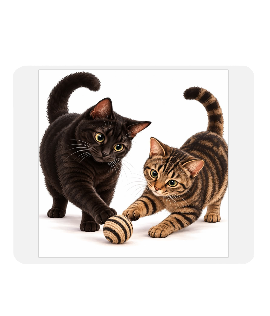 Black Cat and Tabby Mouse Mat