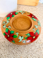 Poinsettia and ivy hand turned wooden bowl