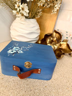 Hand painted blue floral storage box