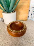 Hand turned wooden bowl with Citrine crystals