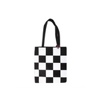 Checkerboard Print Polycotton Tote Bag with Enamel Heart Pin Badge