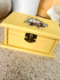 Yellow wooden trinket box