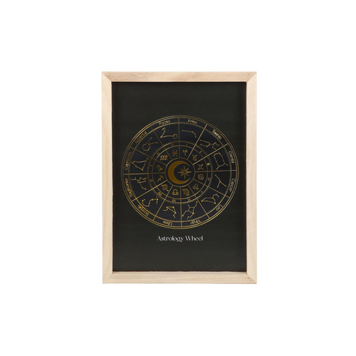 Black Astrology Wheel Framed Wall Art Print