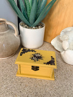 Yellow and black hand painted trinket box
