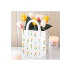 Tulip Print Ceramic Bag-Shaped Flower Vase