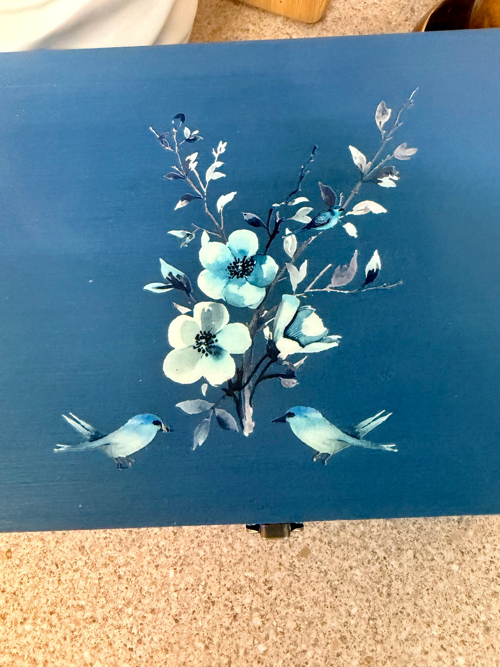 Medium hand painted floral storage box