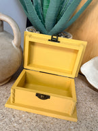 Yellow and black hand painted trinket box