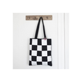 Checkerboard Print Polycotton Tote Bag with Enamel Heart Pin Badge