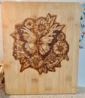 Hand woodburnt butterfly chopping board