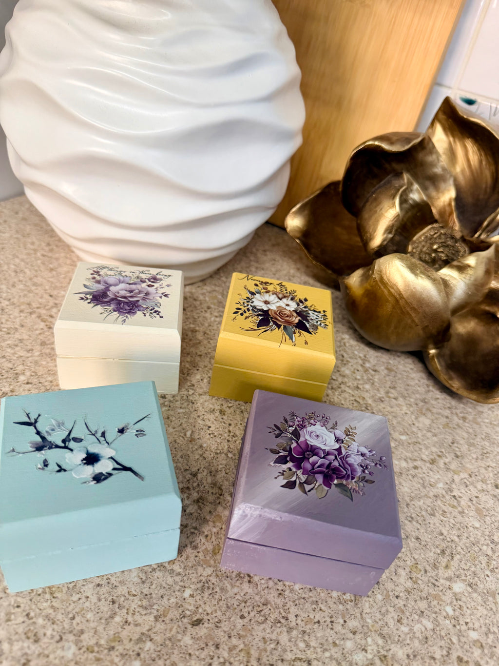 Hand painted wooden trinket boxes x 1