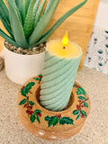 Holly hand turned and hand painted wooden bowl