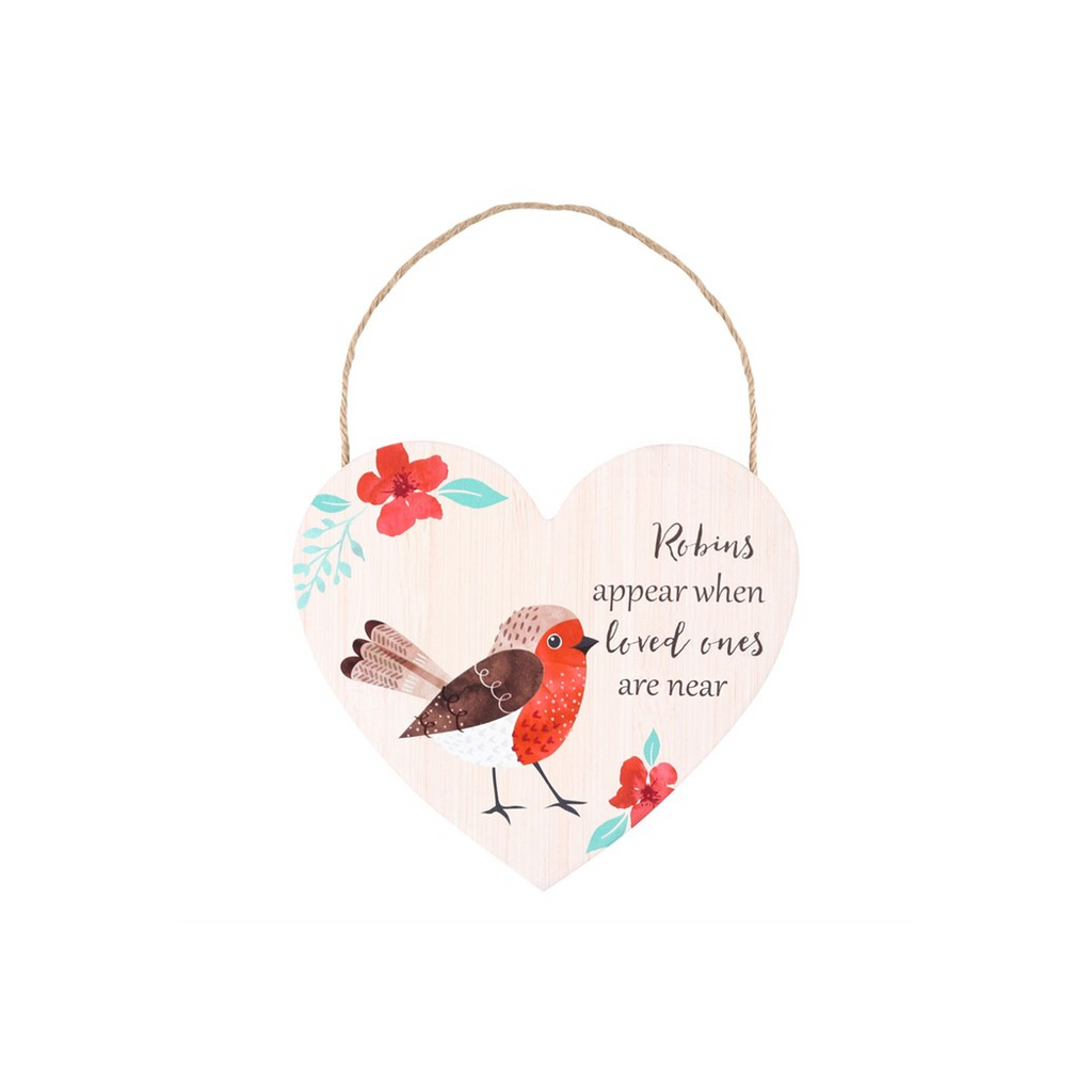 Loved Ones Winter Robin Hanging Heart Sign