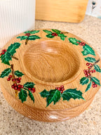 Holly hand turned and hand painted wooden bowl