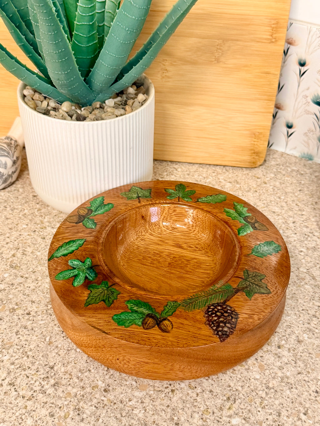 Oak hand turned wooden bowl