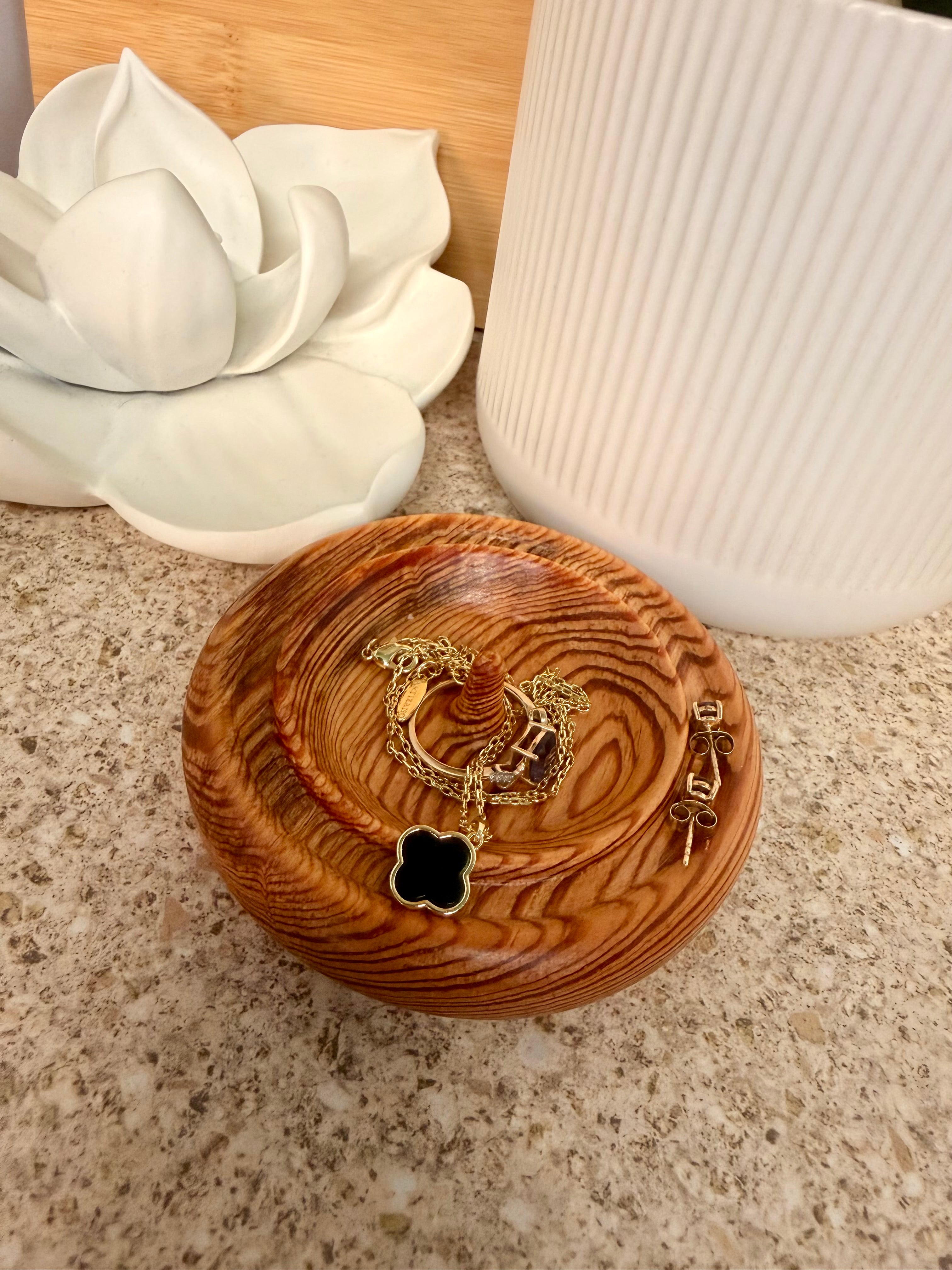 Hand turned pine jewellery holder