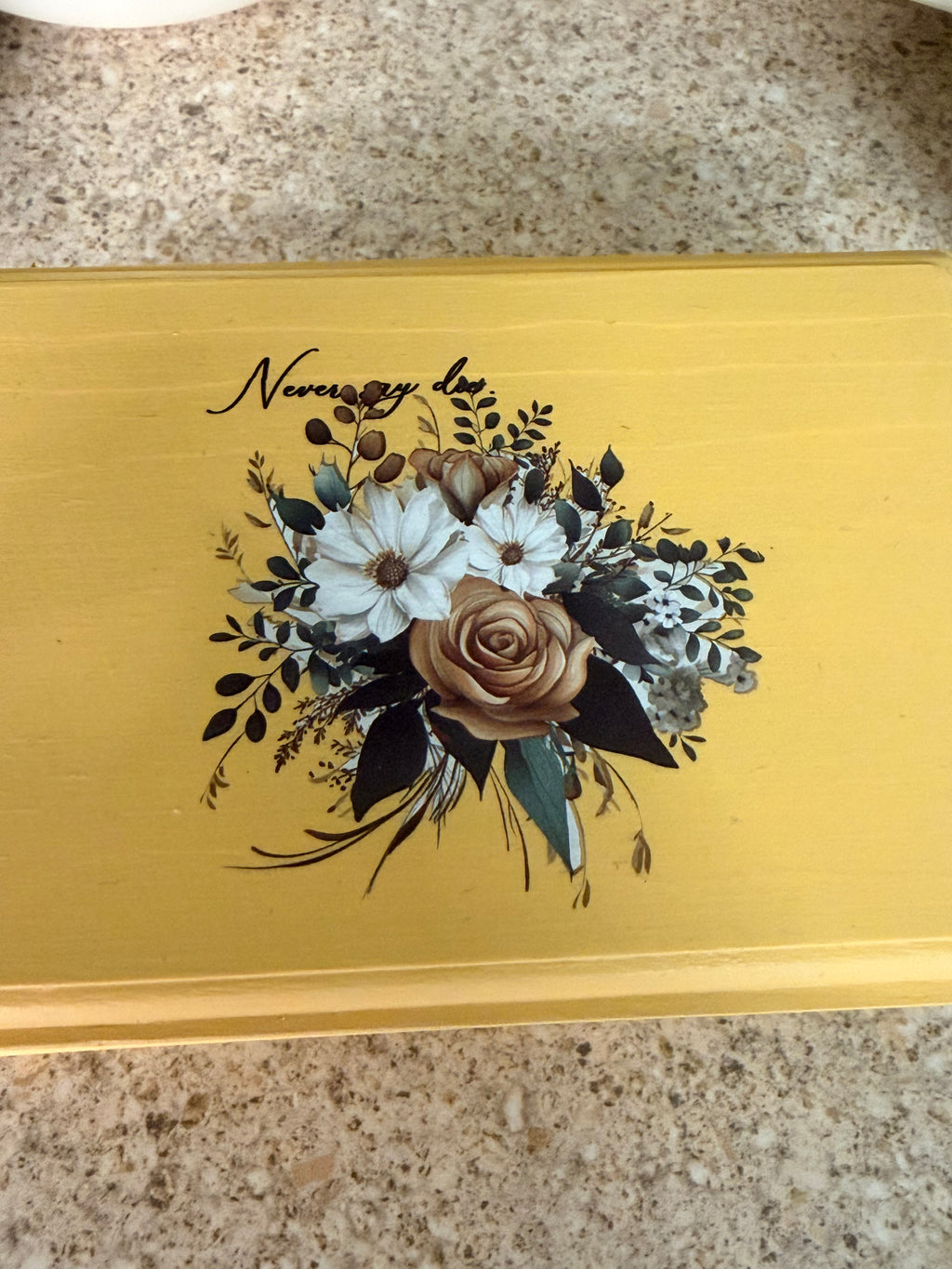 Yellow wooden trinket box