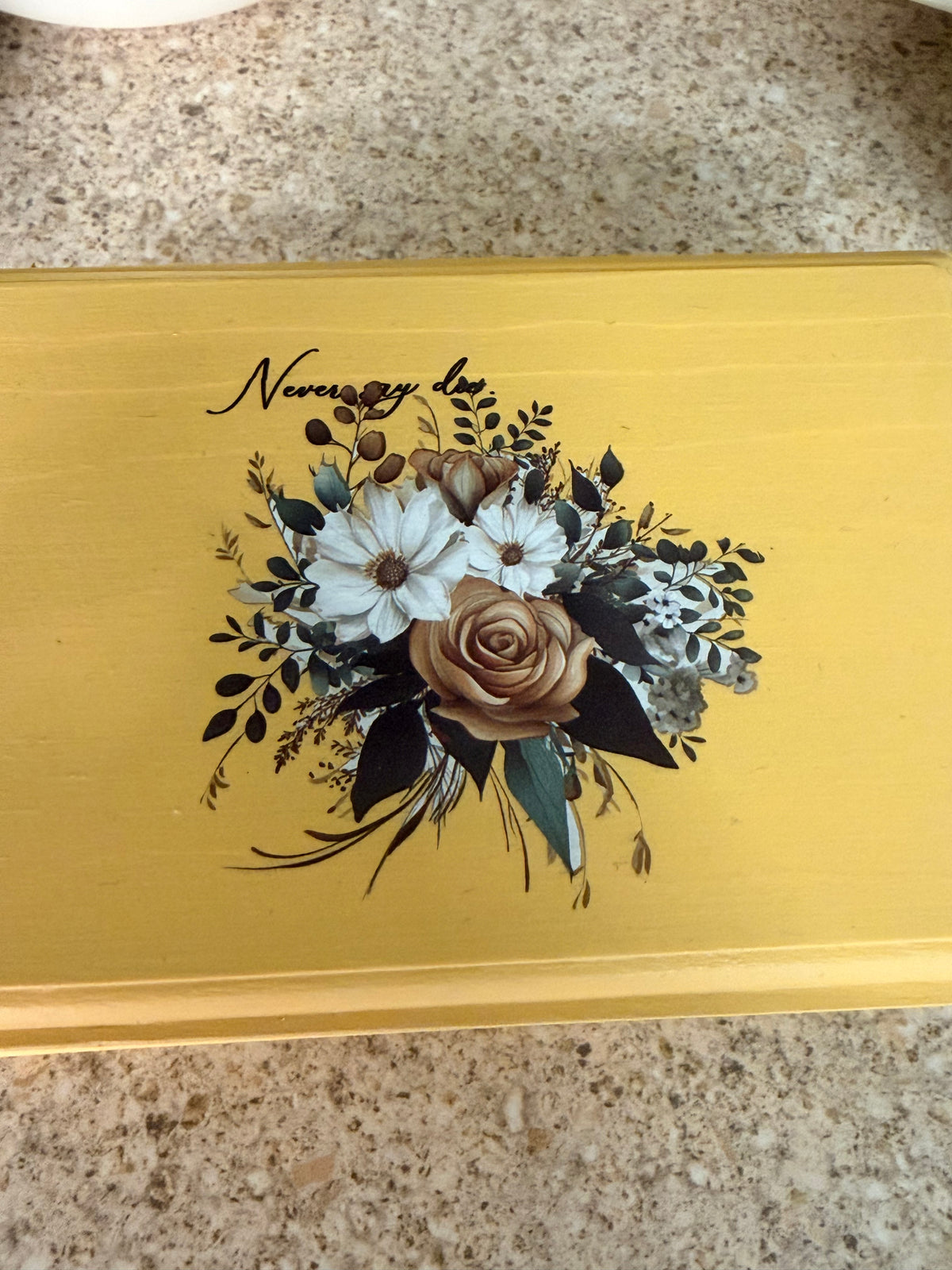 Yellow wooden trinket box