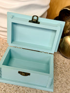 Turquoise hand painted trinket box