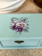 Turquoise hand painted trinket box