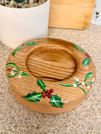 Holly & Mistletoe hand wood turned oak bowl
