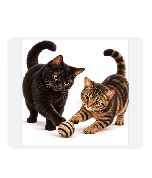 Black Cat and Tabby Mouse Mat