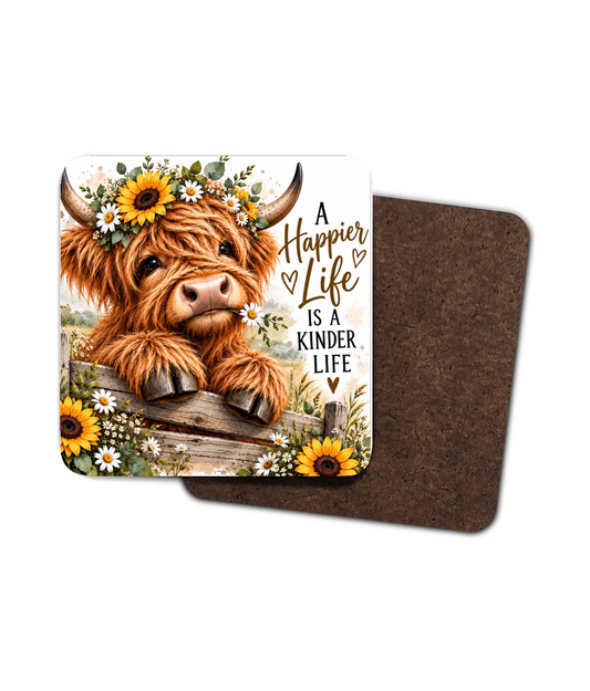 Highland cow hard coaster