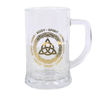 Celtic Triquetra Knot Glass Beer Tankard with Coaster