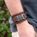 Brown Celtic Shield Knot Leather Cuff Bracelet