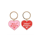 Pair of Soul Sisters Love Heart Keyrings