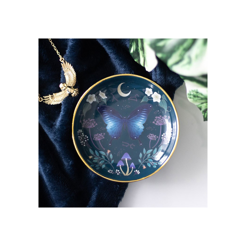 Round Midnight Moth Trinket Dish