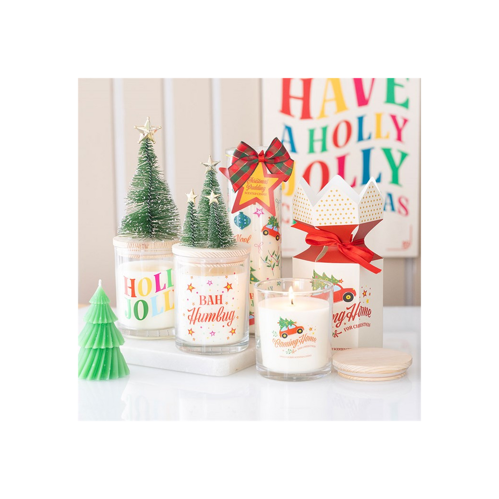 Bah Humbug Orange & Clove Glass Candle with Tree
