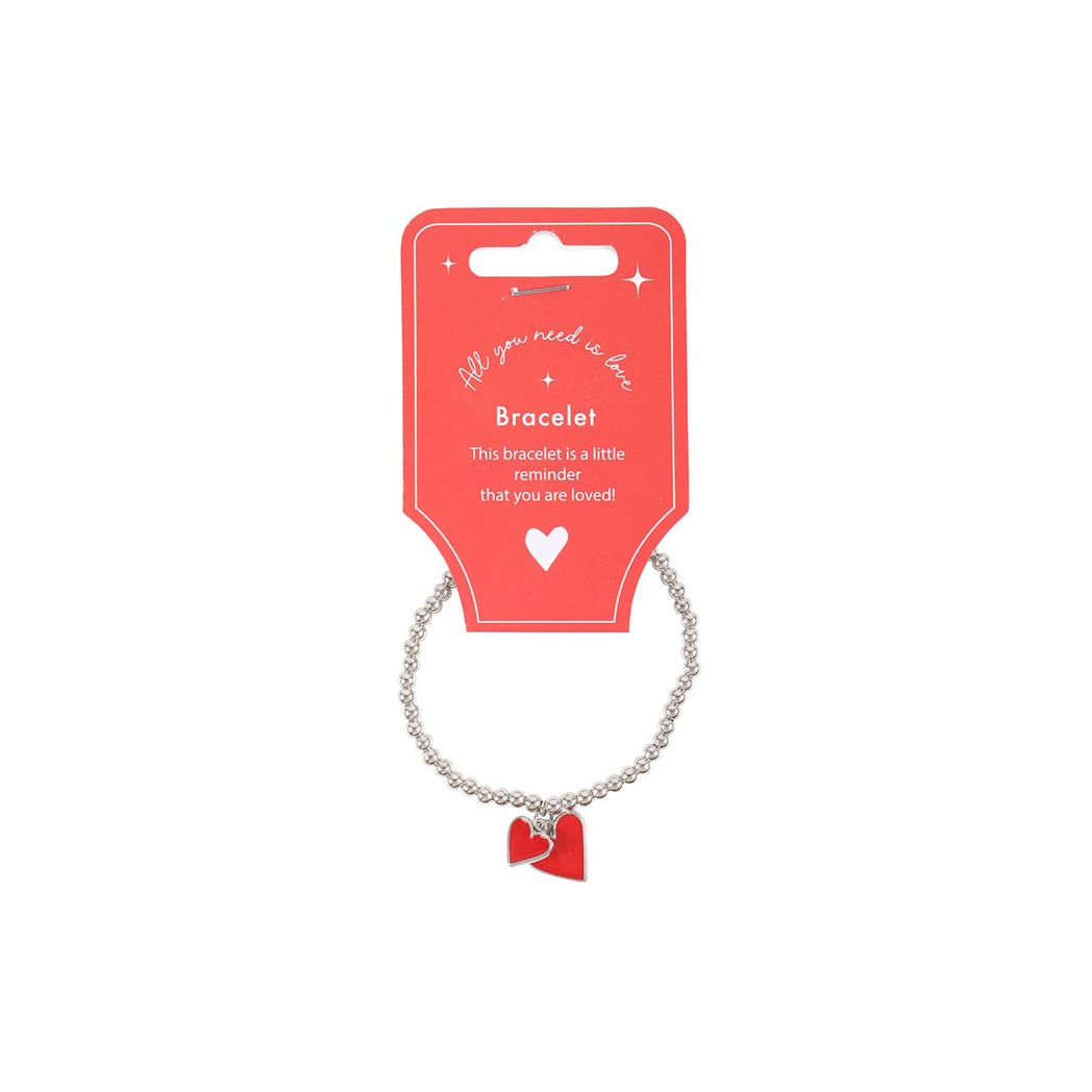 All You Need Is Love Beaded Heart Charm Bracelet