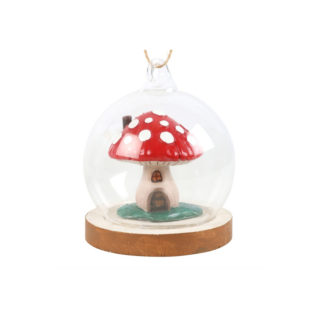 Mushroom House Glass Dome Hanging Decoration